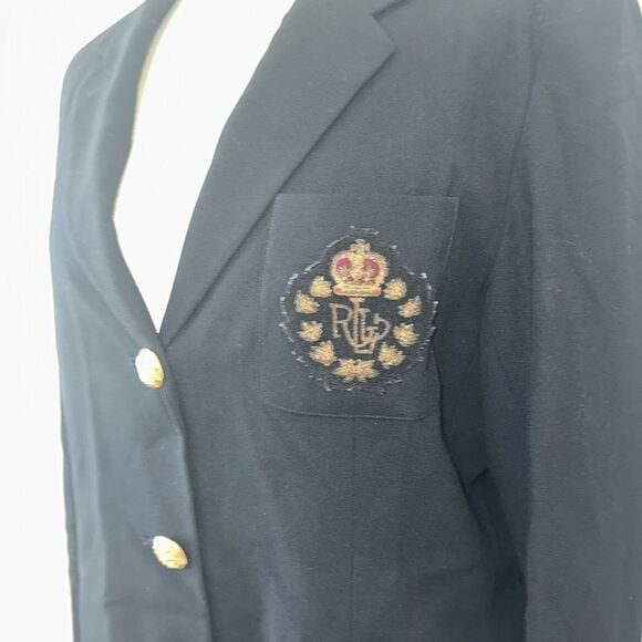 Ralph Lauren crest wool navy blazer gold button 14P lined - Picture 2 of 9
